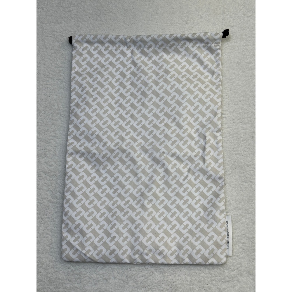 Diane Von Furstenberg DVF Monogram Drawstring Dust Bag Gray / White 17 x 11.5